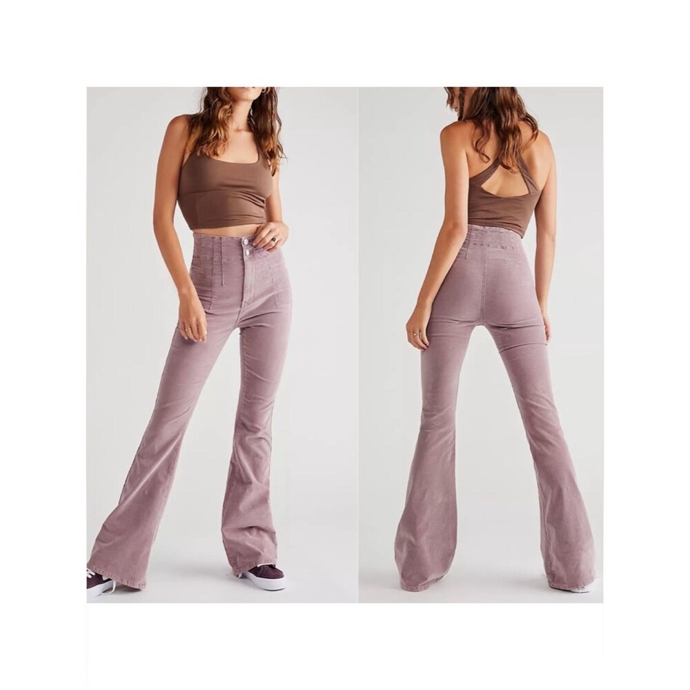 We The Free For Free People High-Waist Pink Jayde Corduroy Flare Jeans Size 25